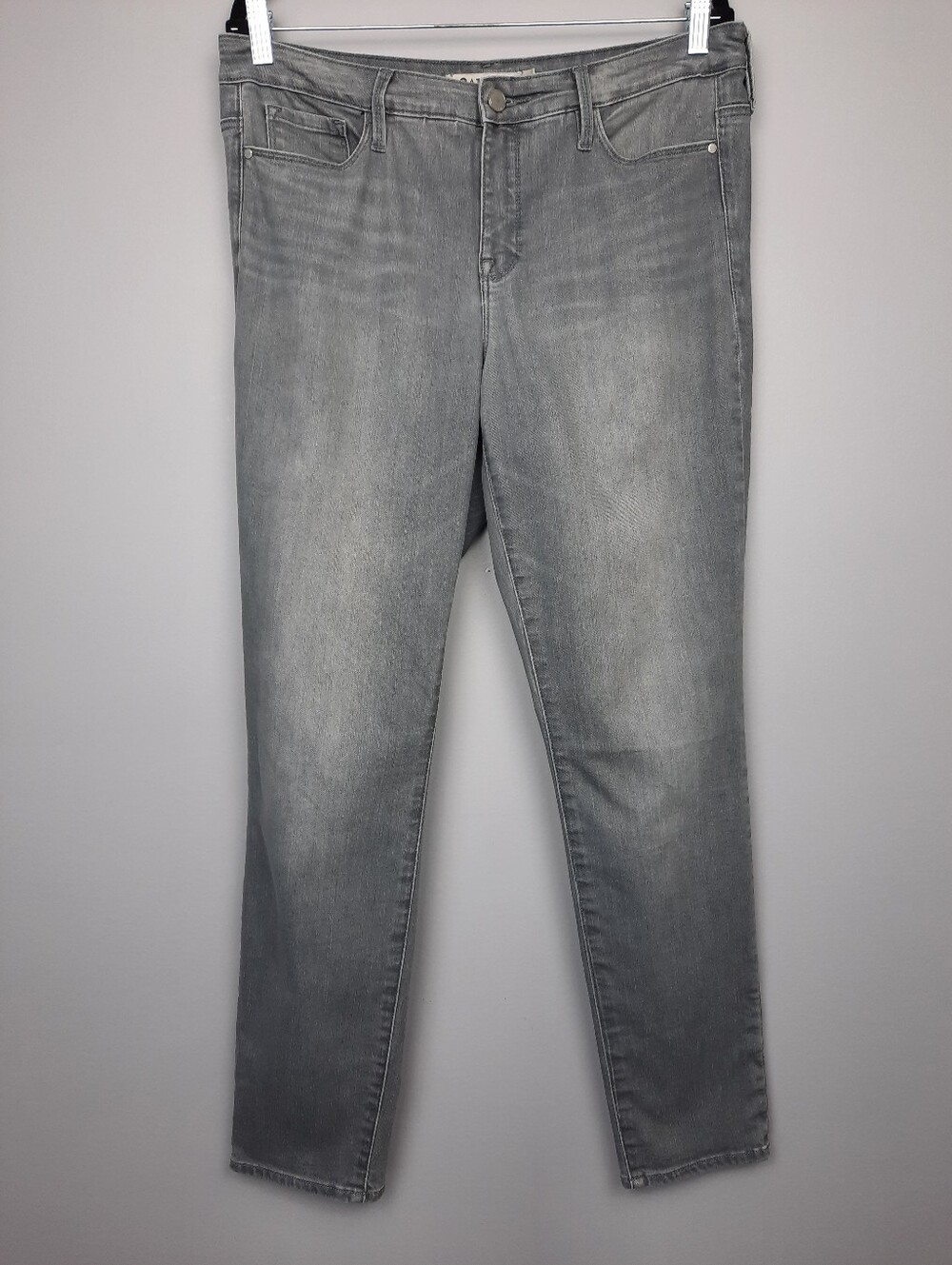 Athleta Sculptek Gray Midrise Full Length Slim Leg Jeans size 10